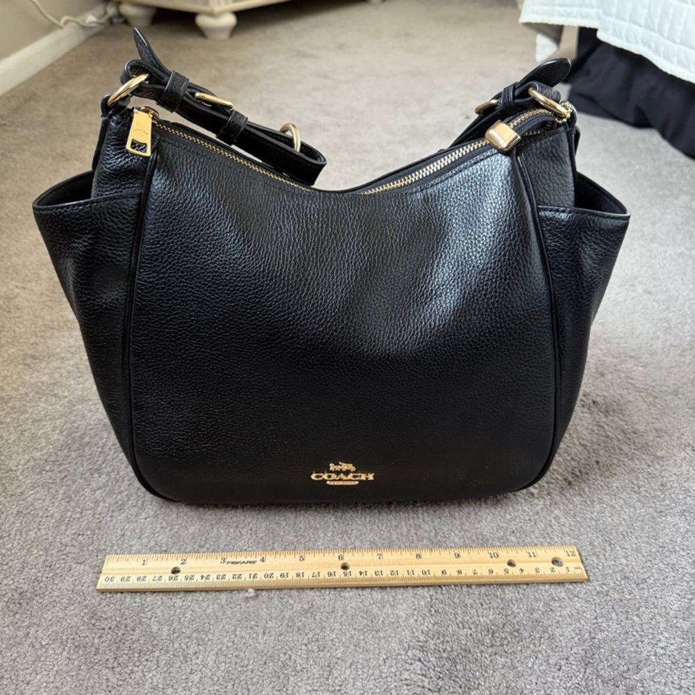 Coach Rori Black Pebble Leather Shoulder Bag